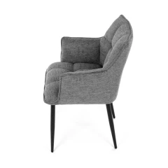 Židle jídelní, šedá vodoodpudivá látka, černý matný lak, kovové nohy DCH-J2139 GREY2