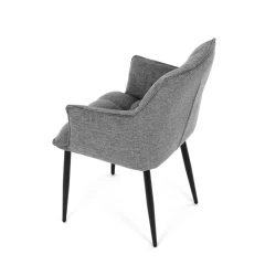 Židle jídelní, šedá vodoodpudivá látka, černý matný lak, kovové nohy DCH-J2139 GREY2