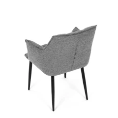 Židle jídelní, šedá vodoodpudivá látka, černý matný lak, kovové nohy DCH-J2139 GREY2