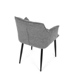 Židle jídelní, šedá vodoodpudivá látka, černý matný lak, kovové nohy DCH-J2139 GREY2