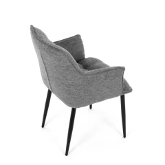 Židle jídelní, šedá vodoodpudivá látka, černý matný lak, kovové nohy DCH-J2139 GREY2