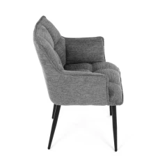 Židle jídelní, šedá vodoodpudivá látka, černý matný lak, kovové nohy DCH-J2139 GREY2
