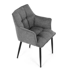 Židle jídelní, šedá vodoodpudivá látka, černý matný lak, kovové nohy DCH-J2139 GREY2