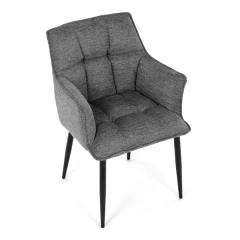 Židle jídelní, šedá vodoodpudivá látka, černý matný lak, kovové nohy DCH-J2139 GREY2