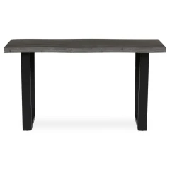 Stůl jídelní, 140x80x75 cm, MDF deska, dekor šedý dub, kovová nohy ve tvaru U, černý matný lak HT-F4214 GREY
