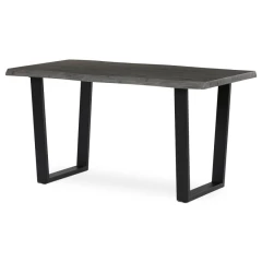 Stůl jídelní, 140x80x75 cm, MDF deska, dekor šedý dub, kovová nohy ve tvaru U, černý matný lak HT-F4214 GREY
