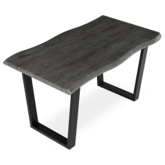 Stůl jídelní, 140x80x75 cm, MDF deska, dekor šedý dub, kovová nohy ve tvaru U, černý matný lak HT-F4214 GREY