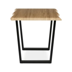 Stůl jídelní, 140x80x75 cm, MDF deska, dekor divoký dub, kovová nohy ve tvaru U, černý matný lak HT-F4214 OAK