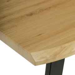 Stůl jídelní, 140x80x75 cm, MDF deska, dekor divoký dub, kovová nohy ve tvaru U, černý matný lak HT-F4214 OAK