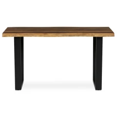 Stůl jídelní, 140x80x75 cm, MDF deska, dekor staré dřevo, kovová nohy ve tvaru U, černý matný lak HT-F4214 OLW