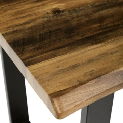 Stůl jídelní, 140x80x75 cm, MDF deska, dekor staré dřevo, kovová nohy ve tvaru U, černý matný lak HT-F4214 OLW