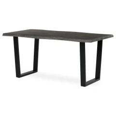Stůl jídelní, 160x90x75 cm, MDF deska, dekor šedý dub, kovová nohy ve tvaru U, černý matný lak HT-F4216 GREY
