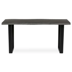 Stůl jídelní, 160x90x75 cm, MDF deska, dekor šedý dub, kovová nohy ve tvaru U, černý matný lak HT-F4216 GREY