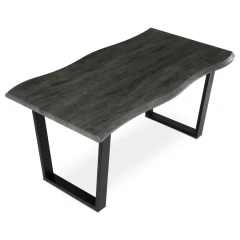 Stůl jídelní, 160x90x75 cm, MDF deska, dekor šedý dub, kovová nohy ve tvaru U, černý matný lak HT-F4216 GREY