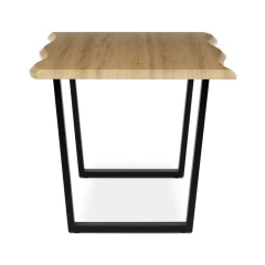 Stůl jídelní, 160x90x75 cm, MDF deska, dekor divoký dub, kovová nohy ve tvaru U, černý matný lak HT-F4216 OAK