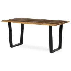 Stůl jídelní, 160x90x75 cm, MDF deska, dekor staré dřevo, kovová nohy ve tvaru U, černý matný lak HT-F4216 OLW