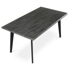 Stůl jídelní, 160x90x75 cm, MDF deska, dekor šedý dub, kov, černý lak HT-F4416 GREY