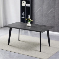 Stůl jídelní, 160x90x75 cm, MDF deska, dekor šedý dub, kov, černý lak HT-F4416 GREY