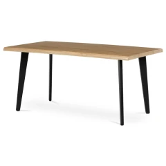Stůl jídelní, 160x90x75 cm, MDF deska, dekor divoký dub, kov, černý lak HT-F4416 OAK