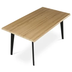 Stůl jídelní, 160x90x75 cm, MDF deska, dekor divoký dub, kov, černý lak HT-F4416 OAK