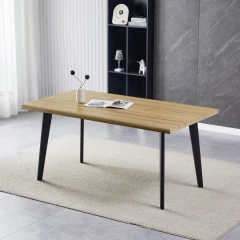 Stůl jídelní, 160x90x75 cm, MDF deska, dekor divoký dub, kov, černý lak HT-F4416 OAK