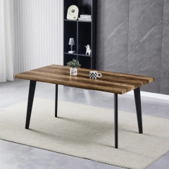 Stůl jídelní, 160x90x75 cm, MDF deska, dekor staré dřevo, kov, černý lak HT-F4416 OLW
