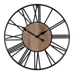 Hodiny nástěnné - velké římské číslice, kovové, černé, 60 cm HW4007