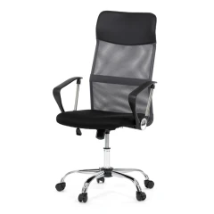 Kancelářská židle s podhlavníkem z ekokůže, potah černá látka MESH a šedá síťovina MESH KA-E305 GREY