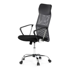 Kancelářská židle s podhlavníkem z ekokůže, potah černá látka MESH a šedá síťovina MESH KA-E305 GREY