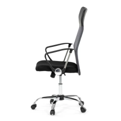 Kancelářská židle s podhlavníkem z ekokůže, potah černá látka MESH a šedá síťovina MESH KA-E305 GREY