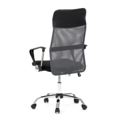 Kancelářská židle s podhlavníkem z ekokůže, potah černá látka MESH a šedá síťovina MESH KA-E305 GREY