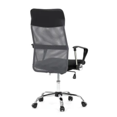 Kancelářská židle s podhlavníkem z ekokůže, potah černá látka MESH a šedá síťovina MESH KA-E305 GREY