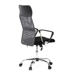 Kancelářská židle s podhlavníkem z ekokůže, potah černá látka MESH a šedá síťovina MESH KA-E305 GREY