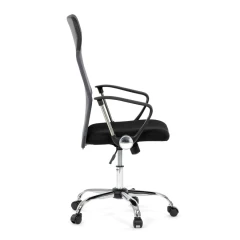 Kancelářská židle s podhlavníkem z ekokůže, potah černá látka MESH a šedá síťovina MESH KA-E305 GREY