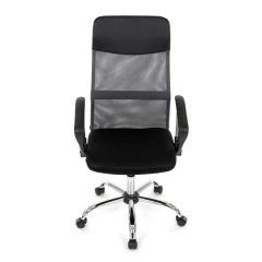 Kancelářská židle s podhlavníkem z ekokůže, potah černá látka MESH a šedá síťovina MESH KA-E305 GREY