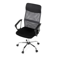 Kancelářská židle s podhlavníkem z ekokůže, potah černá látka MESH a šedá síťovina MESH KA-E305 GREY