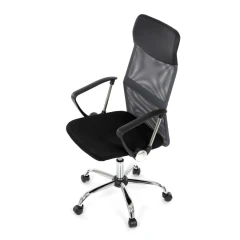 Kancelářská židle s podhlavníkem z ekokůže, potah černá látka MESH a šedá síťovina MESH KA-E305 GREY