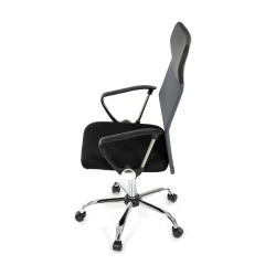 Kancelářská židle s podhlavníkem z ekokůže, potah černá látka MESH a šedá síťovina MESH KA-E305 GREY