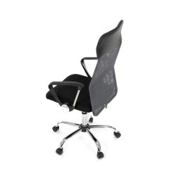 Kancelářská židle s podhlavníkem z ekokůže, potah černá látka MESH a šedá síťovina MESH KA-E305 GREY