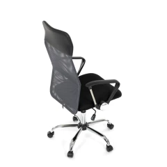 Kancelářská židle s podhlavníkem z ekokůže, potah černá látka MESH a šedá síťovina MESH KA-E305 GREY