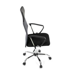 Kancelářská židle s podhlavníkem z ekokůže, potah černá látka MESH a šedá síťovina MESH KA-E305 GREY