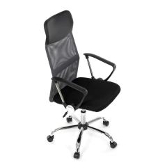 Kancelářská židle s podhlavníkem z ekokůže, potah černá látka MESH a šedá síťovina MESH KA-E305 GREY
