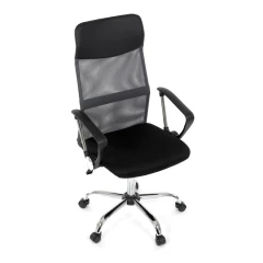 Kancelářská židle s podhlavníkem z ekokůže, potah černá látka MESH a šedá síťovina MESH KA-E305 GREY