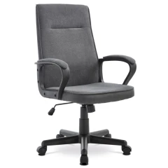 Kancelářská židle, černý plast, šedá látka, kolečka pro tvrdé podlahy KA-L608 GREY2