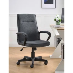 Kancelářská židle, černý plast, šedá látka, kolečka pro tvrdé podlahy KA-L608 GREY2