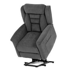 Relaxační křeslo s elektrickým ovládáním, pomoc při vstávání, potah šedá látka, 2 motory TV-7072 GREY2
