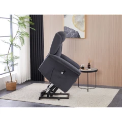 Relaxační křeslo s elektrickým ovládáním, pomoc při vstávání, potah šedá látka, 2 motory TV-7072 GREY2