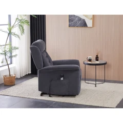 Relaxační křeslo s elektrickým ovládáním, pomoc při vstávání, potah šedá látka, 2 motory TV-7072 GREY2