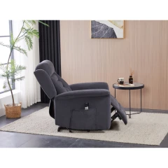 Relaxační křeslo s elektrickým ovládáním, pomoc při vstávání, potah šedá látka, 2 motory TV-7072 GREY2
