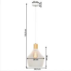 Visící lampa, bílá/přírodní, KOLEN
